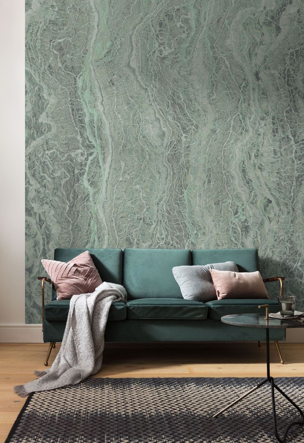 Sanders & Sanders fotobehang marmer vergrijsd groen - 200 x 280 cm - 612395
