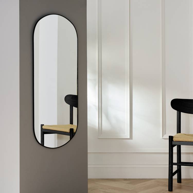 Habitat Black Pill Wall Mirror - 100x60cm