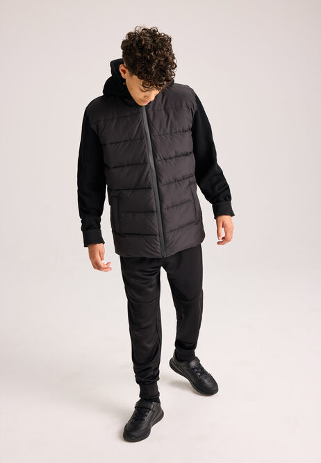 Older Boys Black Plain Tricot Joggers