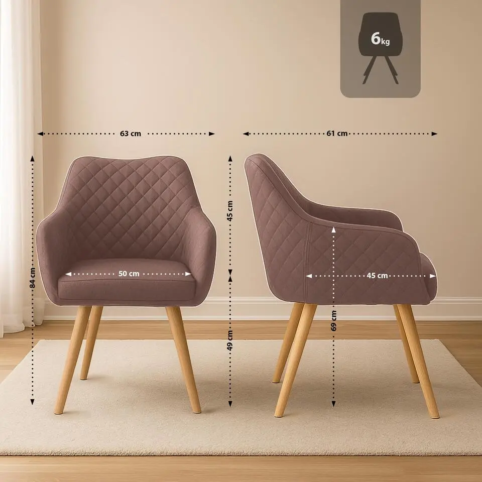 CLP Eetkamerstoel Gent natura Frame - Stof - bruin