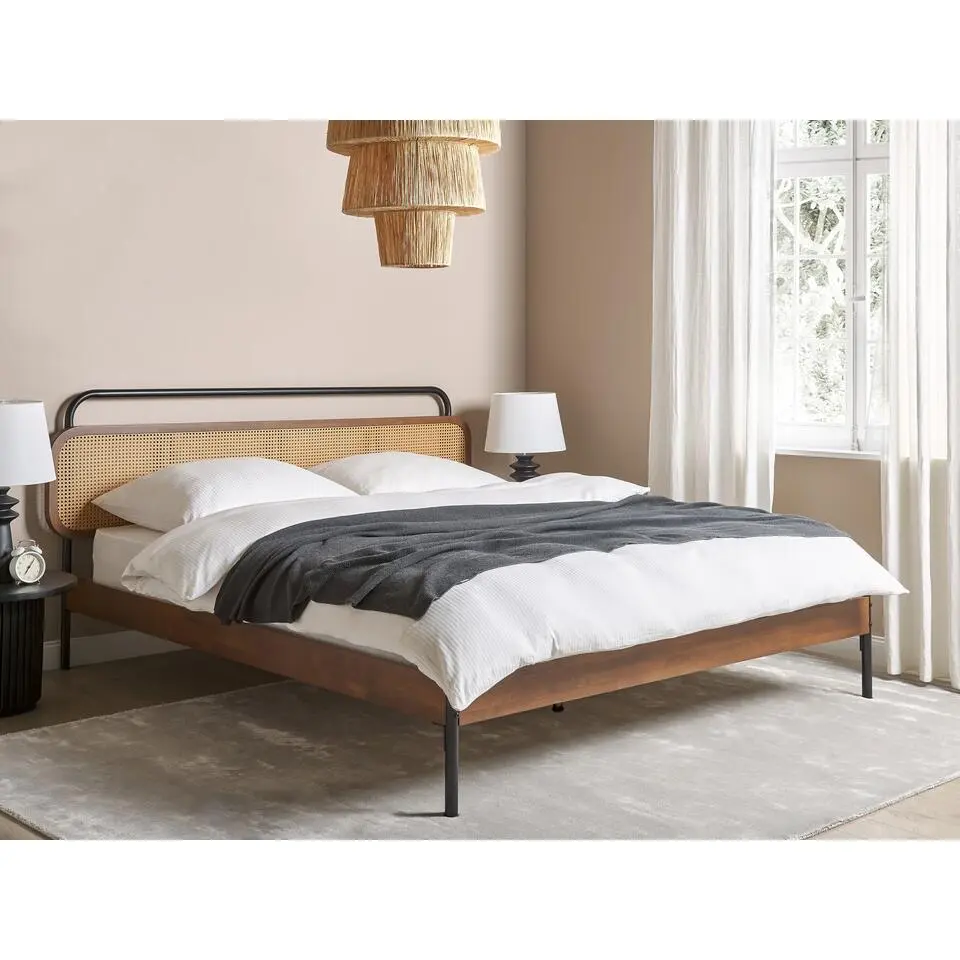 BOUSSICOURT - Tweepersoonsbed - Bruin - 180 x 200 cm - Rubberhout