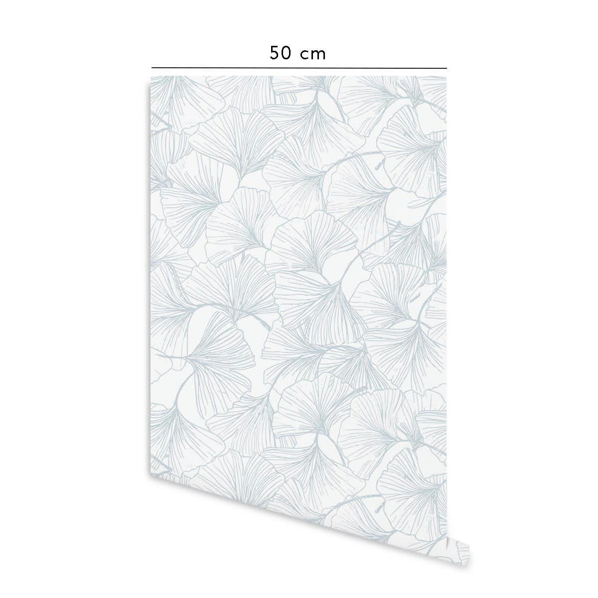 GINGKO - Papier peint vinyle adhésif poudre bleu 50x300 cm