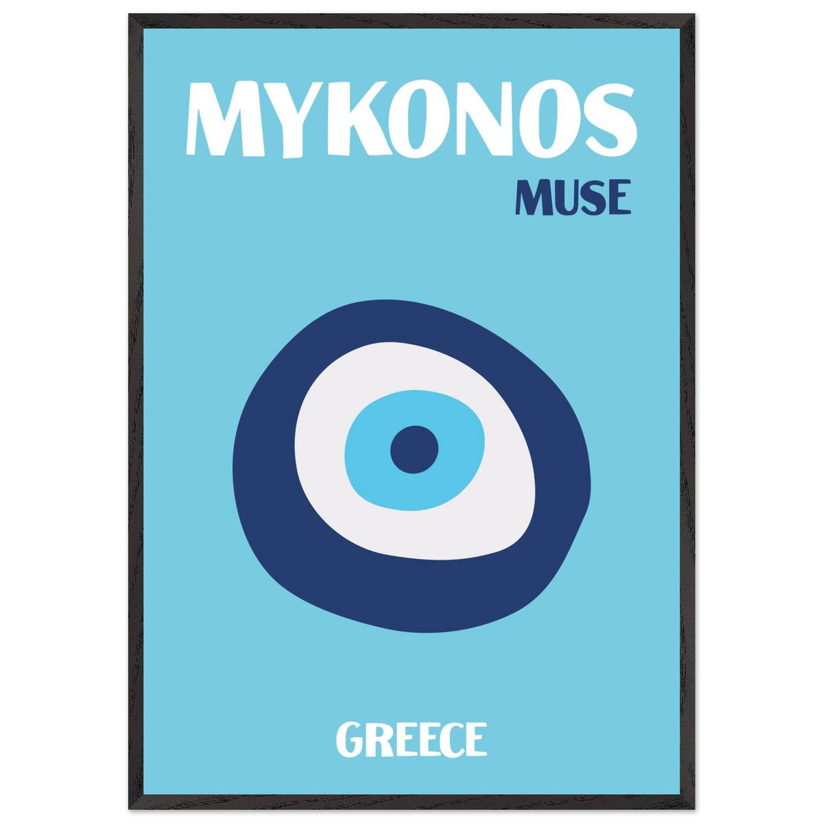 Artfulprints Poster met Lijst Griekenland - Mykonos  - 70x100 cm - Blauw