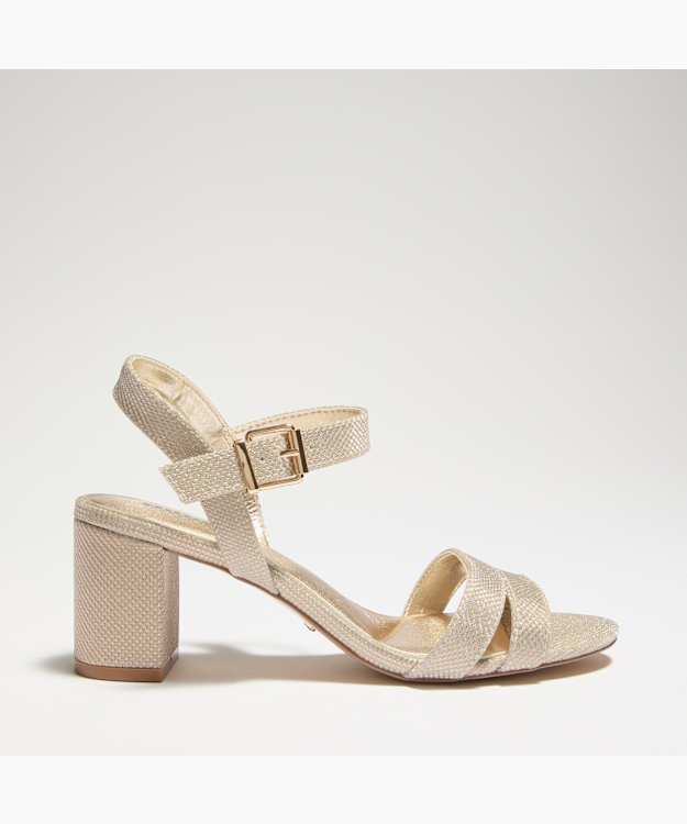 Merisa Gold - Two Part Block Heel Sandals