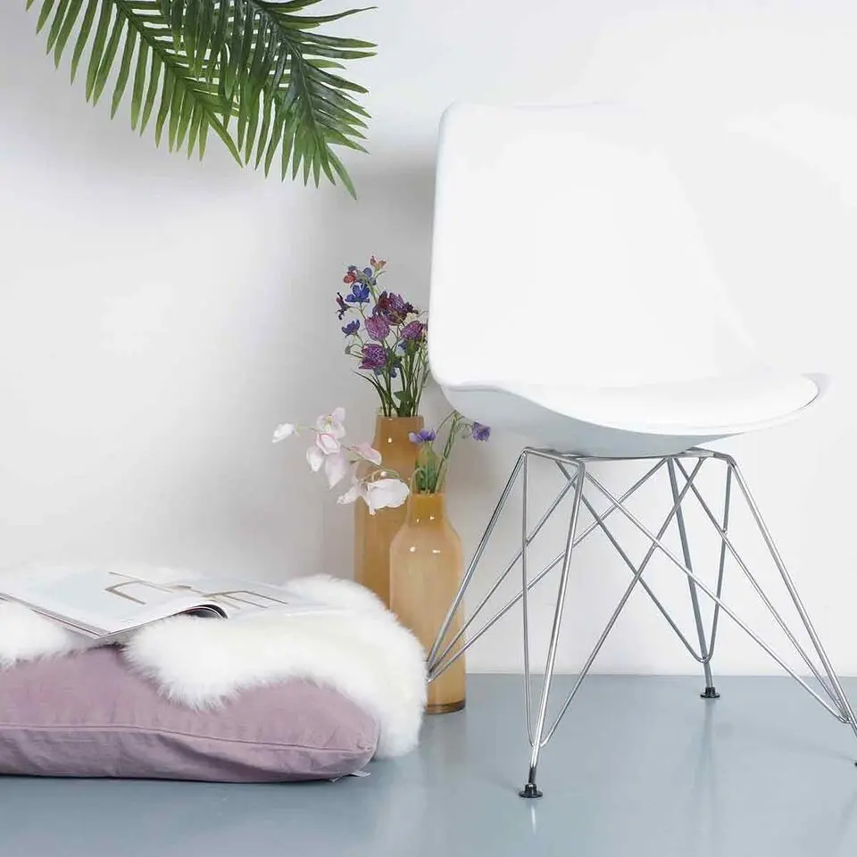 Essence Metal Stoel wit - Chroom onderstel - Set van 2