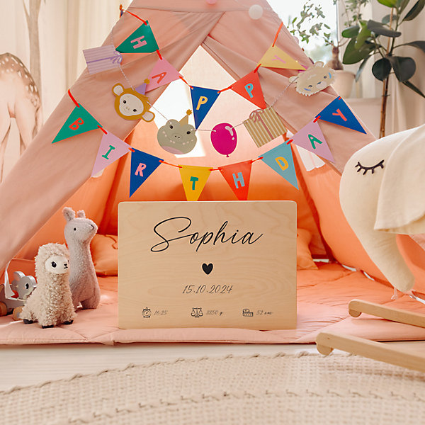 Creative Deco Boîte à Souvenirs Bébé Personnalisée - Motif Cœur - Cadeau Naissance Fille et Garçon - Boîte en Bois Personnalisable