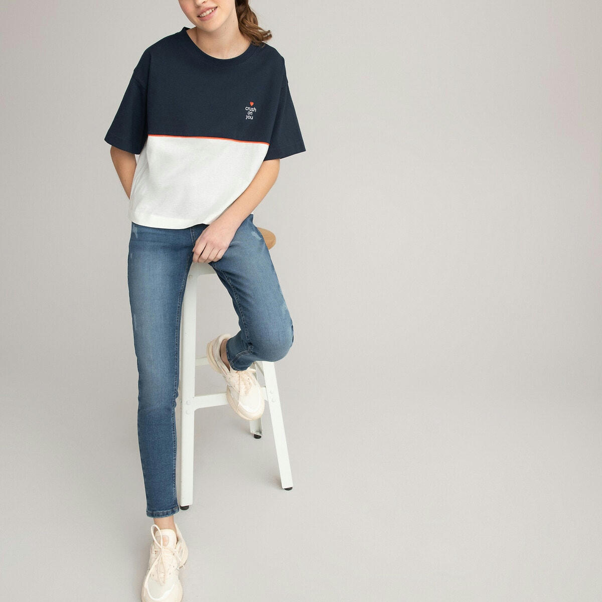 T-shirt cropped et large, colorblock 10-18 ans