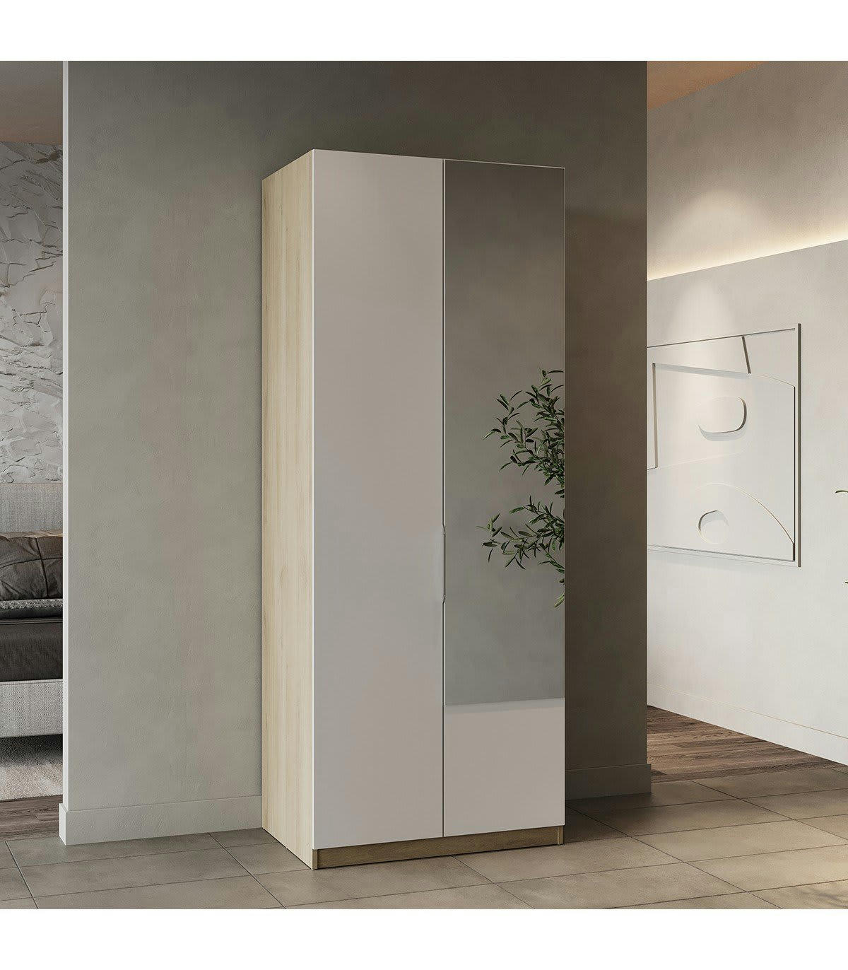 GHOST - Armoire 2 portes et miroir - L79,4 cm