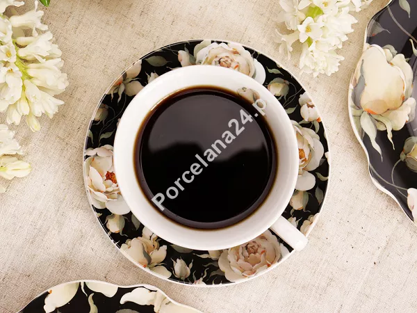 Filiżanka ze spodkiem 250 ml Duo - English Roses Black 15.ENG-B.FS25