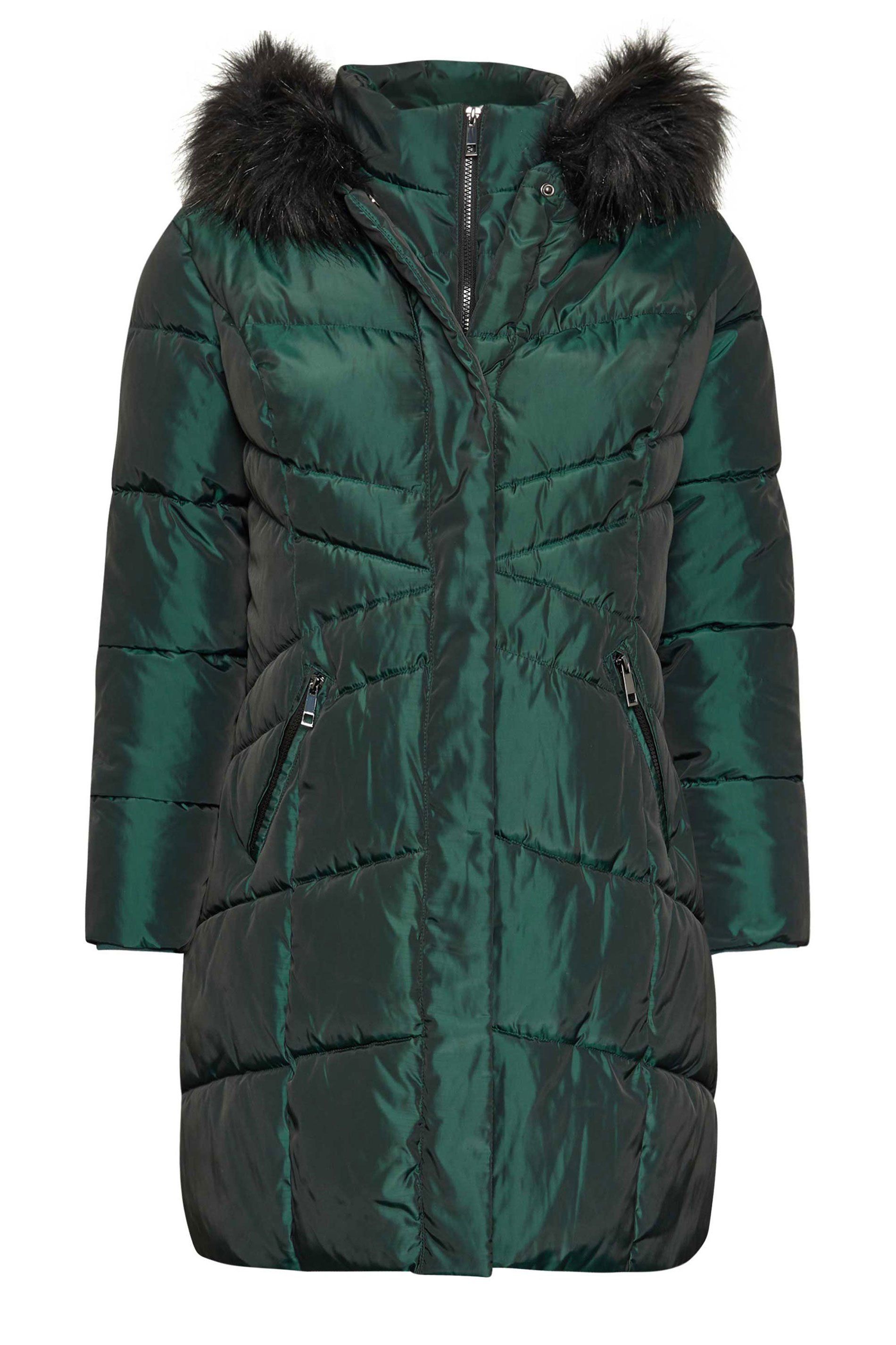 Yours Faux Fur Trim Puffer Coat