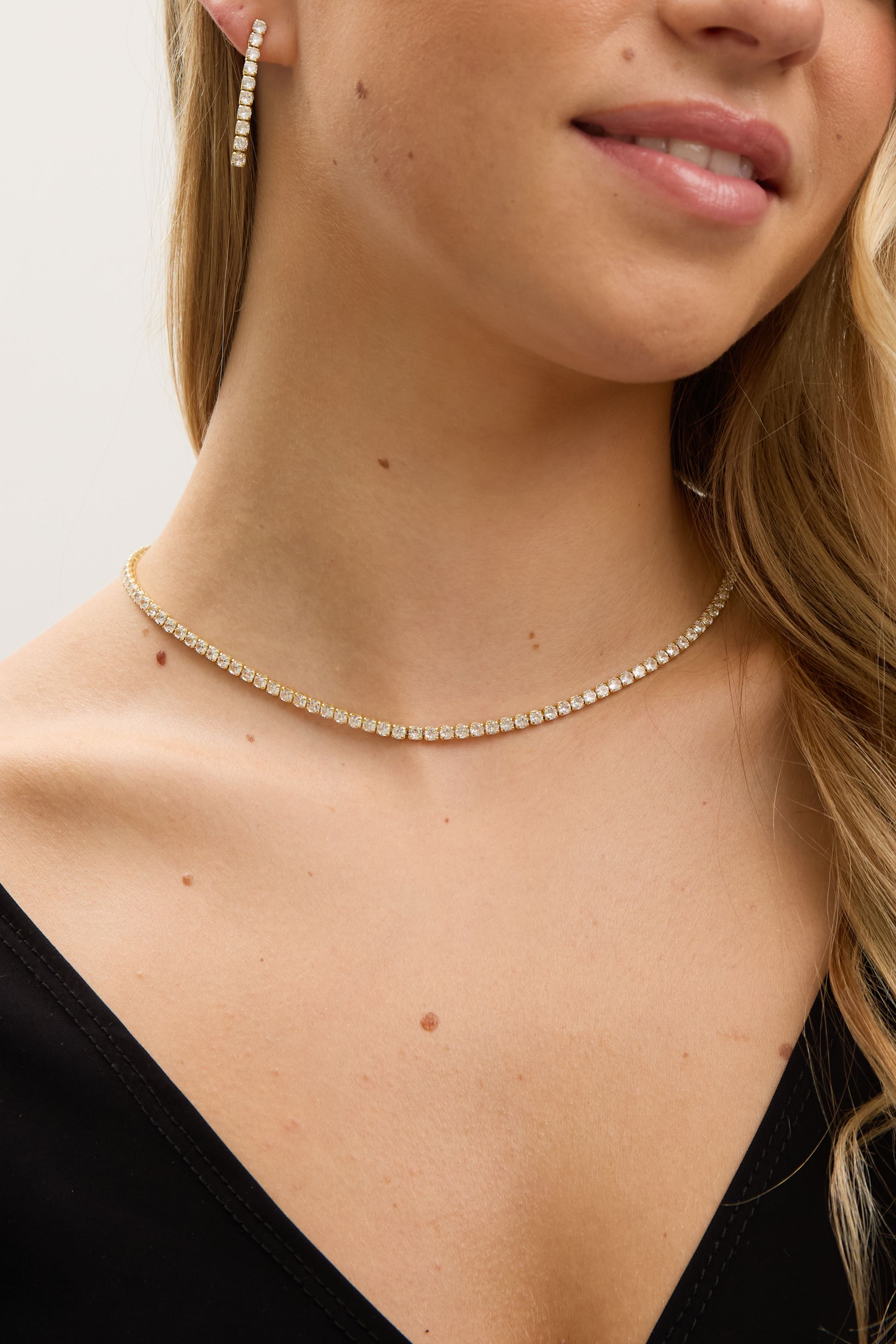Jon Richard Gold Plated and Cubic Zirconia Round Tennis Necklace