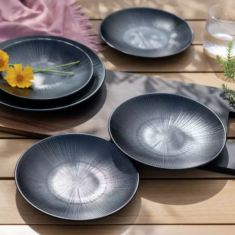 Habitat Black Textured Picnic Side Plate – set of 4