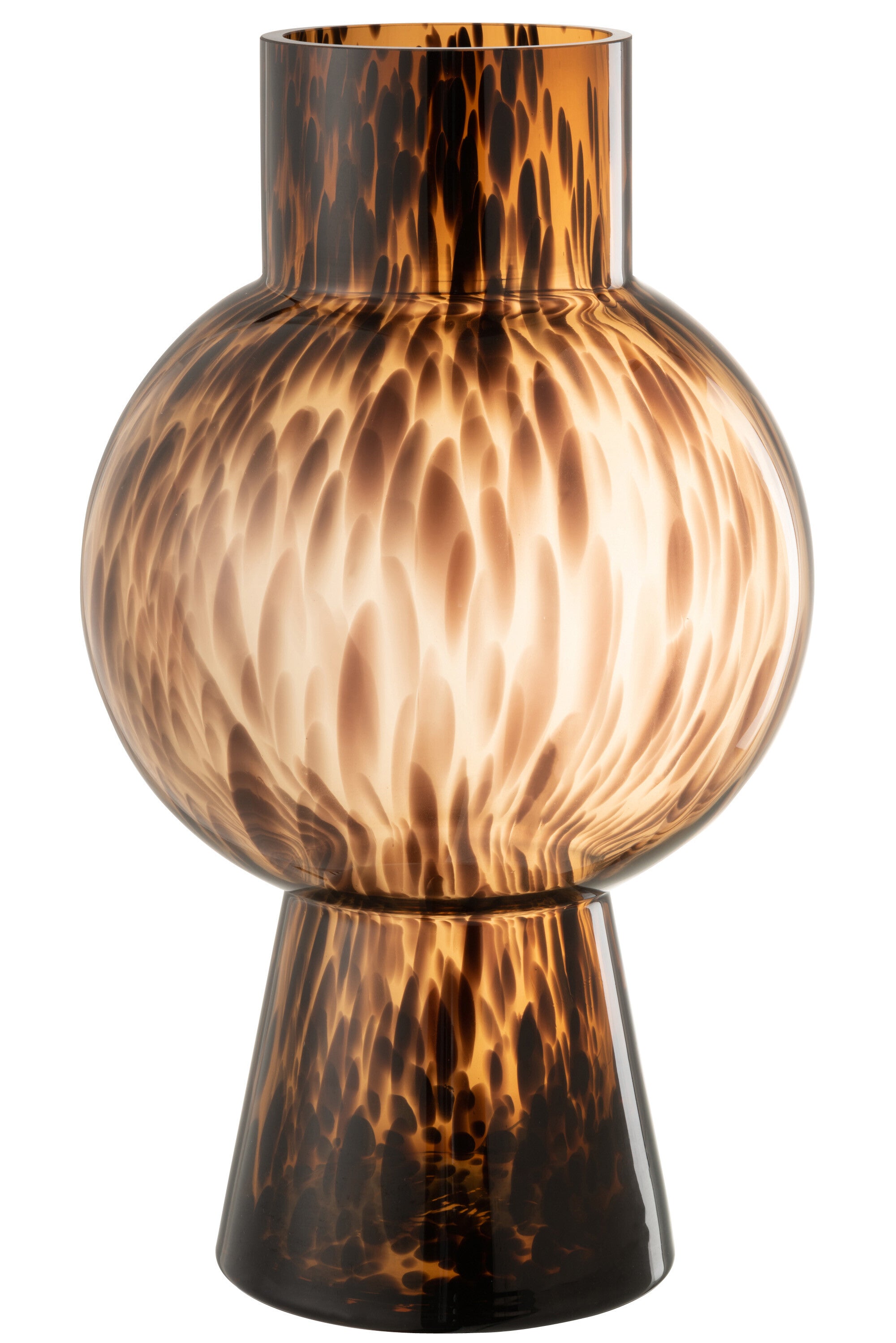 J-Line vaas Bol Stip - glas - bruin - large - 46 cm hoog