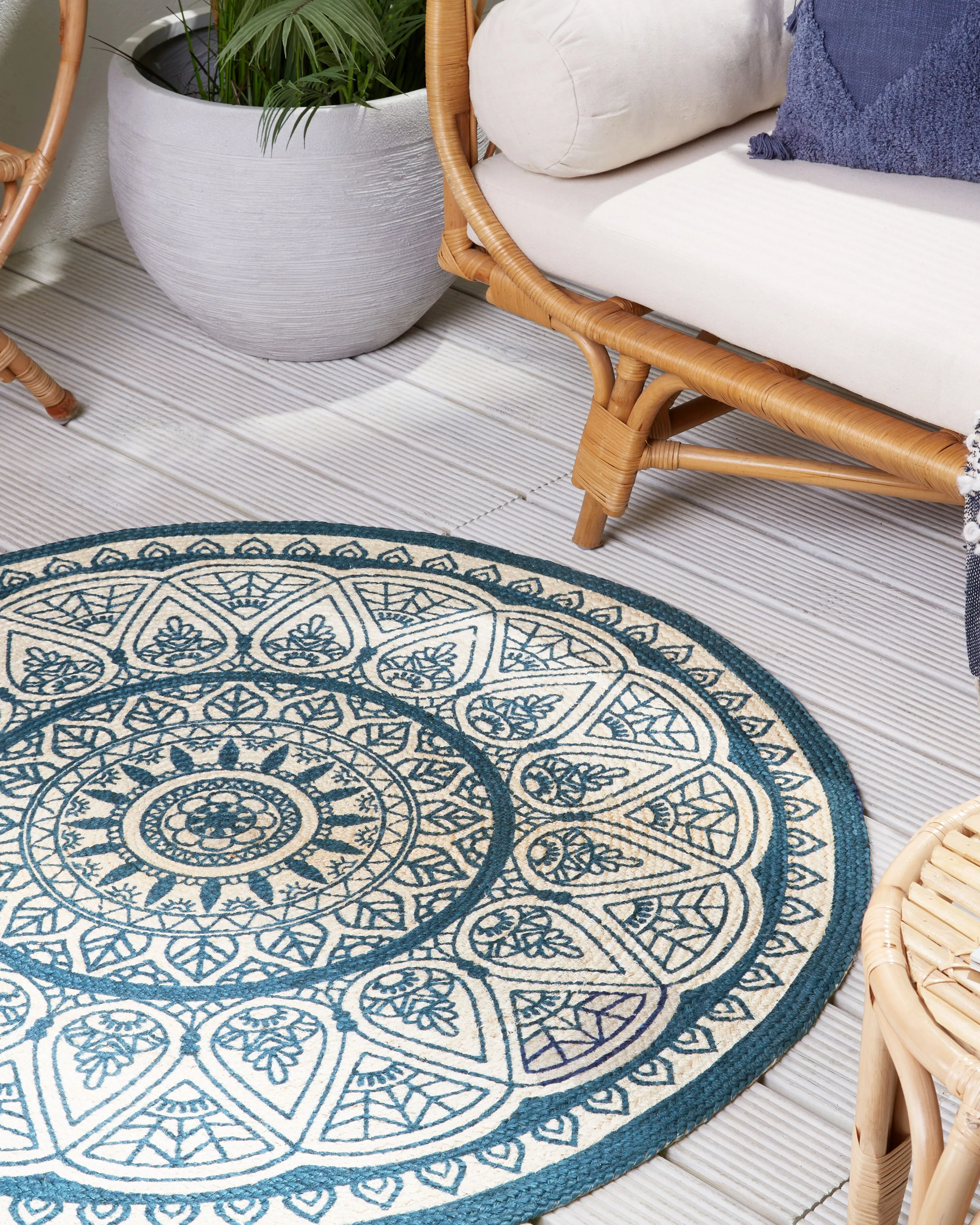 Rug ANADERE Blue ? 120 cm Jute
