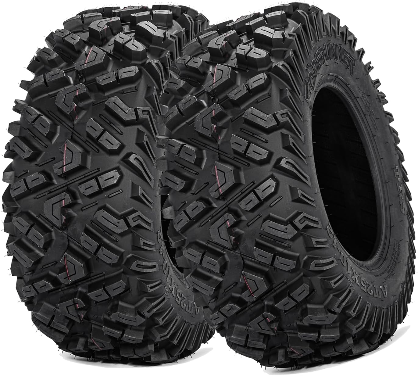 Set of 2 FORERUNNER 25X10-12 ATV Tires, 6PR Tubeless UTV Tires, All-terrain Tires