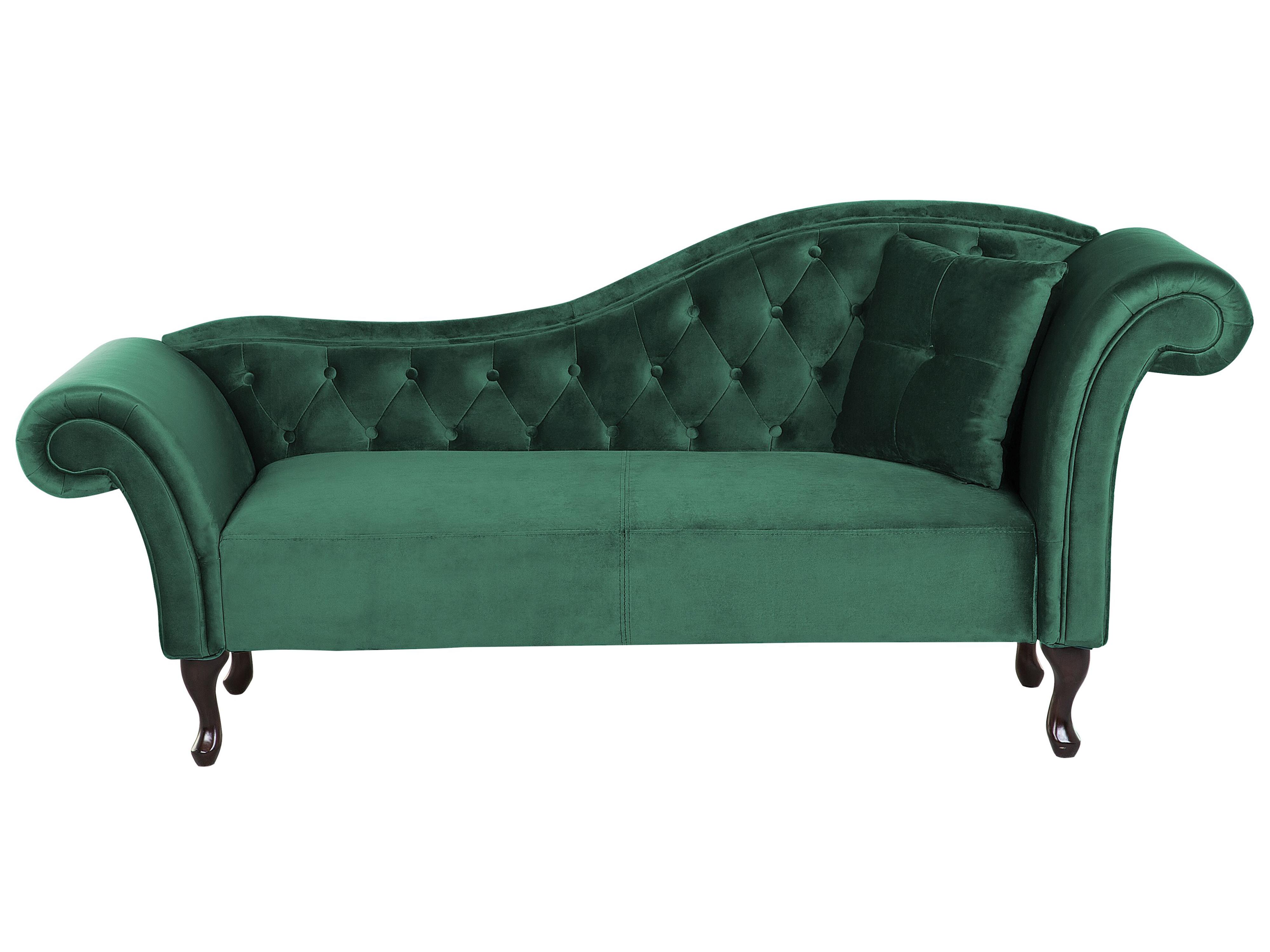 Left-Hand Chaise Longue LATTES Velvet Dark Green