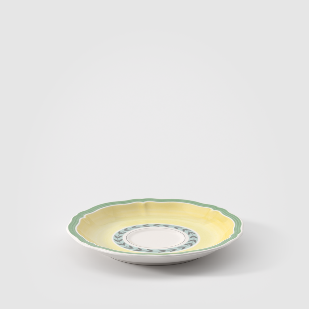 French Garden Coffee cup saucer - Multi-colored, 5.8'', Premium Porcelain