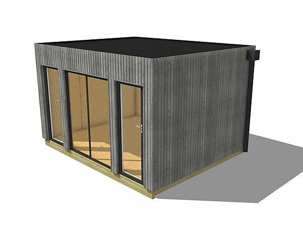 Bureau de jardin 4 saisons en bois 4,4 x 3,5 x 2,7 m / isolation RE2020 avec plancher isolé