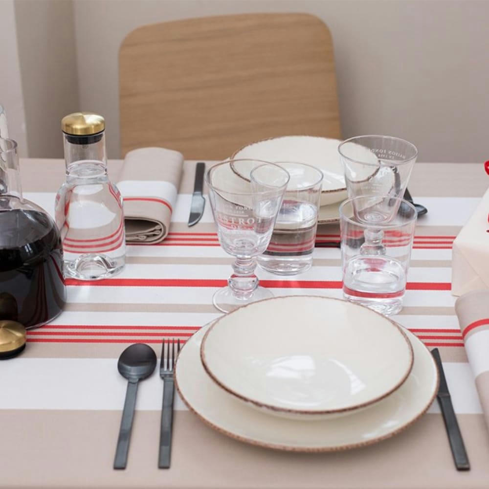 DONIBANE - Nappe coton Rouge 180x300 cm