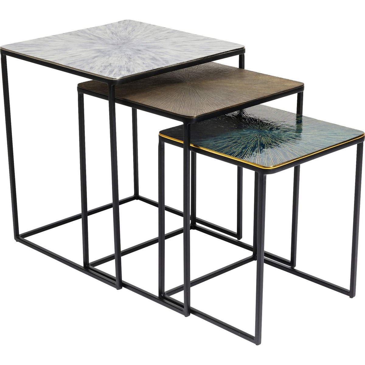 Kare Design Bijzettafel Ray Square (3/Set)