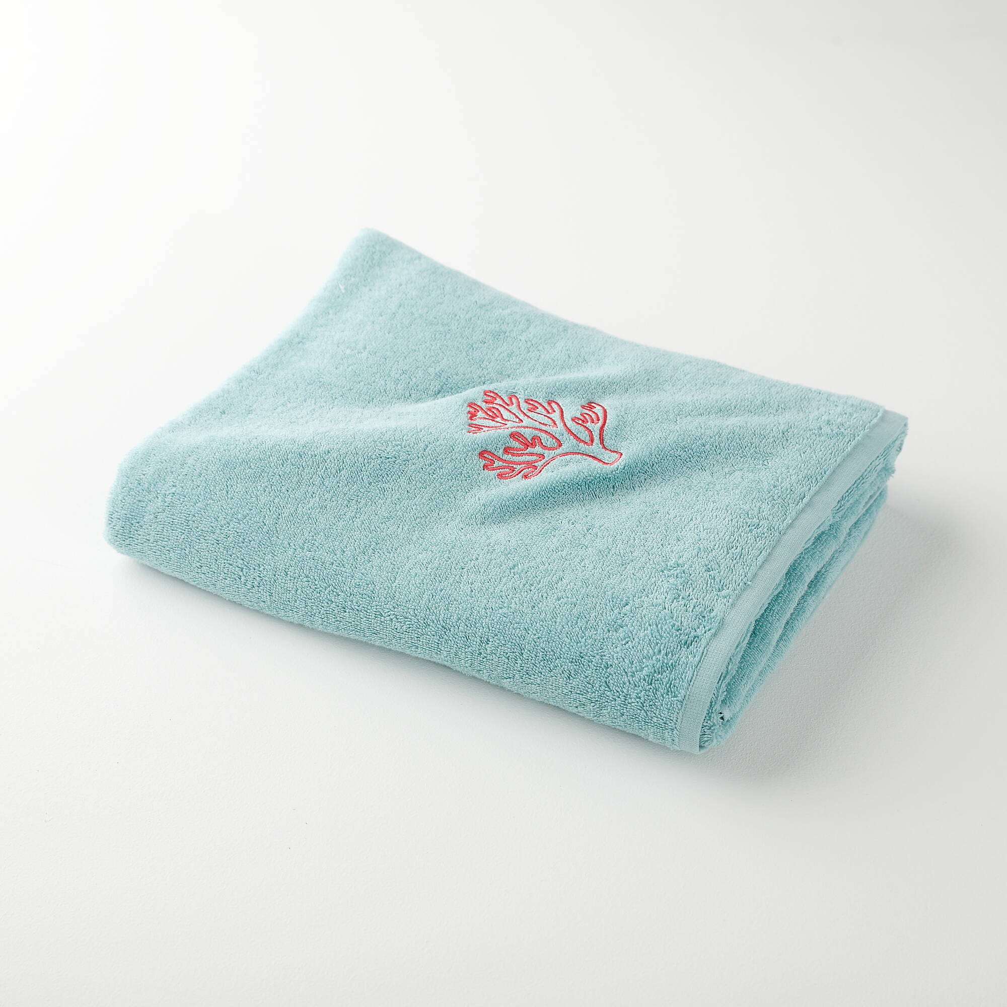 Collection serviettes de bain 420 g/m² brodées corail
