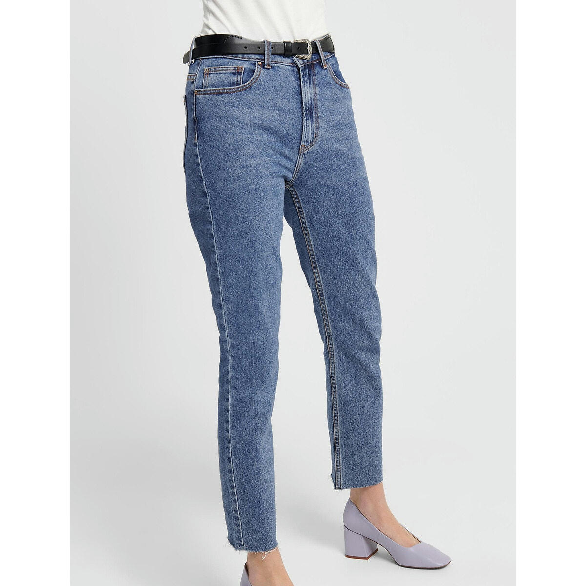 Jean droit, taille haute