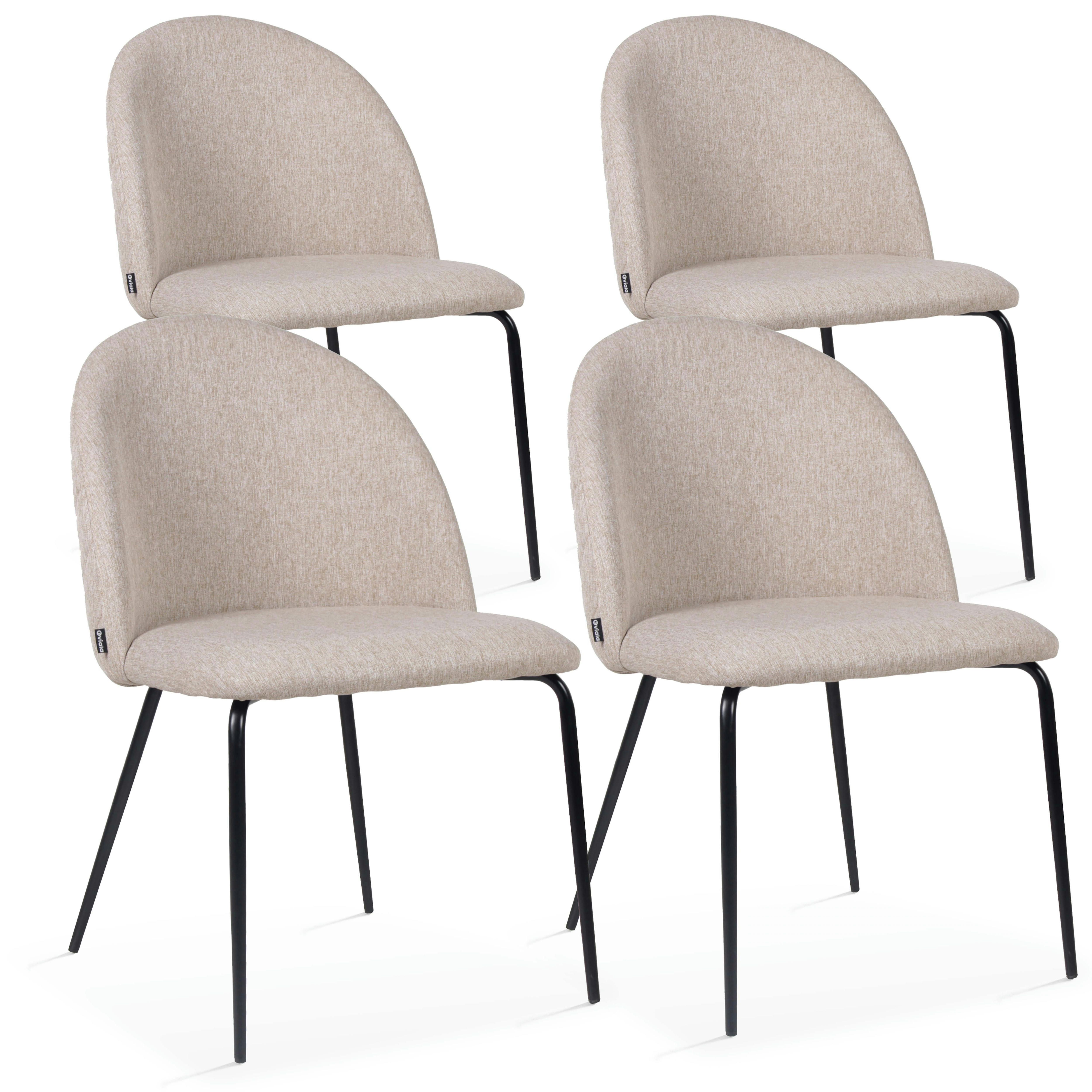 CHESTER - Lot de 4 chaises en tissu beige