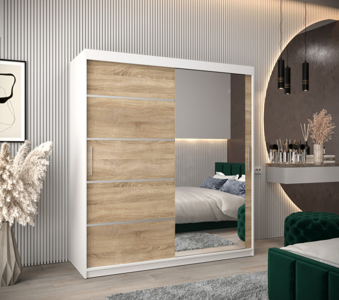 Szafa przesuwna Garderoba Verona 2 180 biały   sonoma