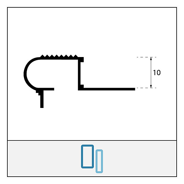 Nez de Marche Escalier Arrondi Argent Mat 10 mm Antiderapante EXT/INT pour carrelage. L 2,5m.