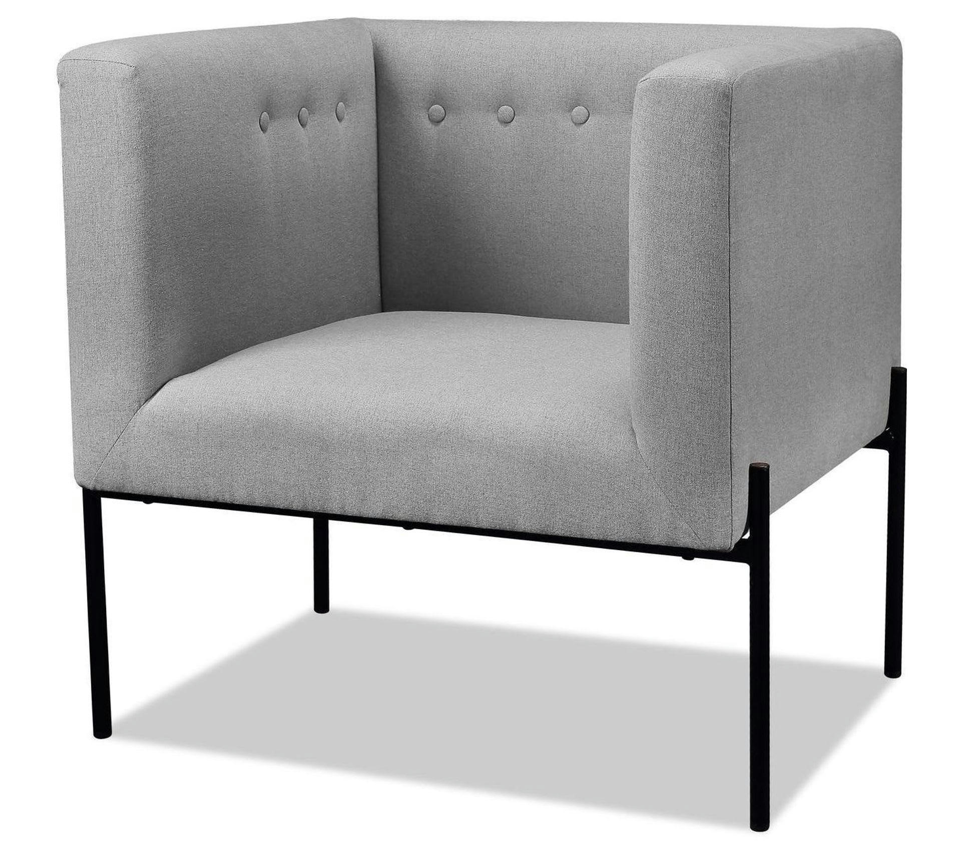 MONTY - Fauteuil assise polyester gris pieds métal