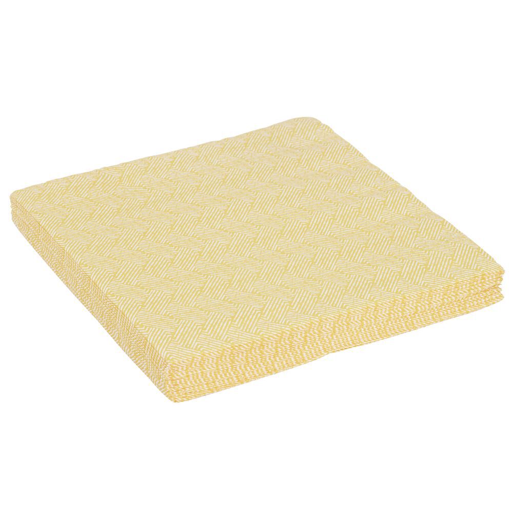 Serviette papier motif géométrique blanc et jaune 40x40cm 3 plis x20