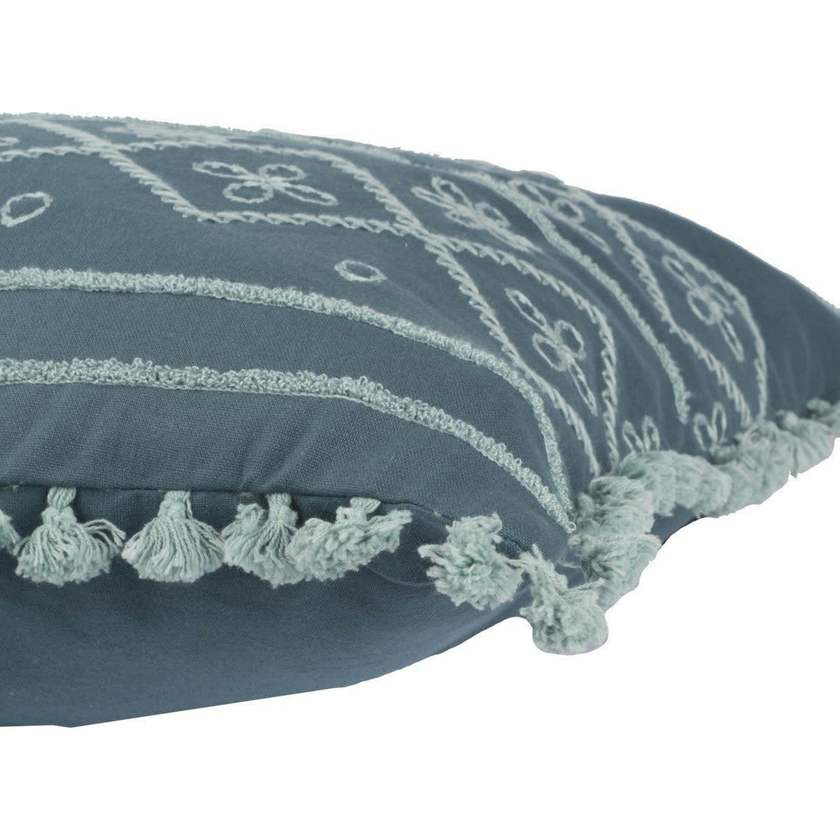 TANGER - Housse de coussin coton  50x50 bleu paon