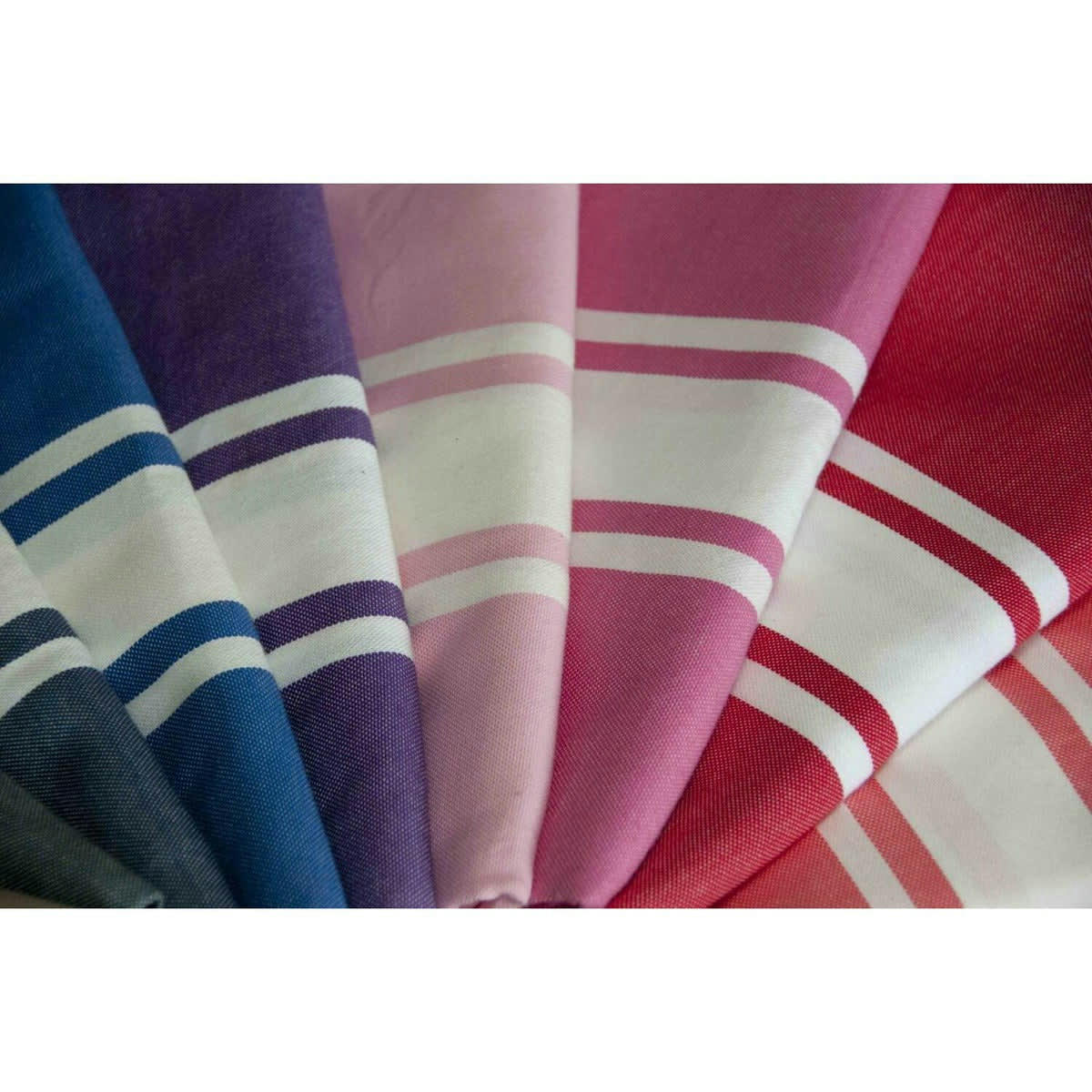 ST TROPEZ - Fouta bande blanche coton  100x200 rose pâle