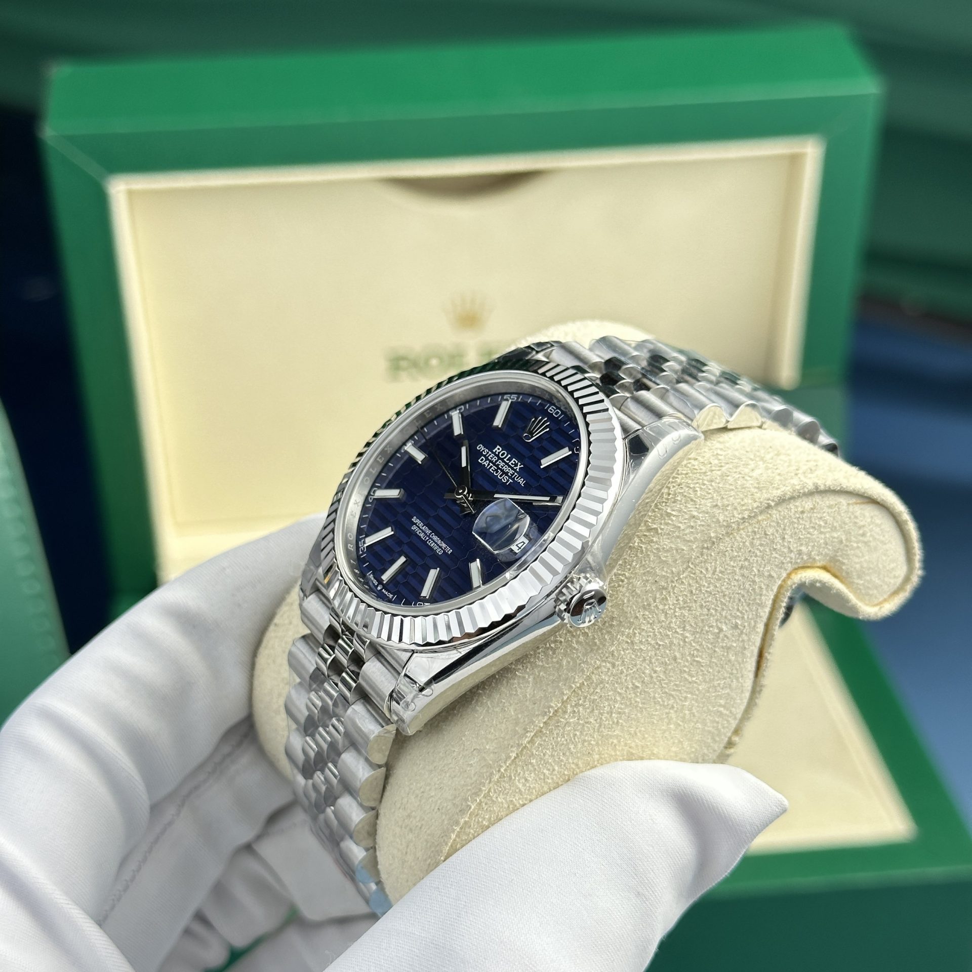 Rolex Datejust 126334 904L Steel Blue Motif Dial 41mm Jub Super Clone