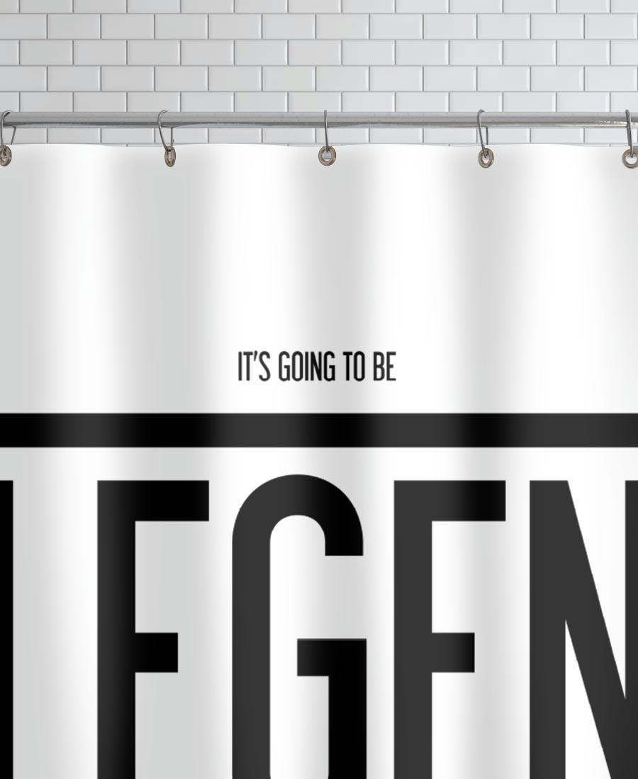 LEGENDARY 1 - Rideau de douche en polyester en blanc & noir 150x200