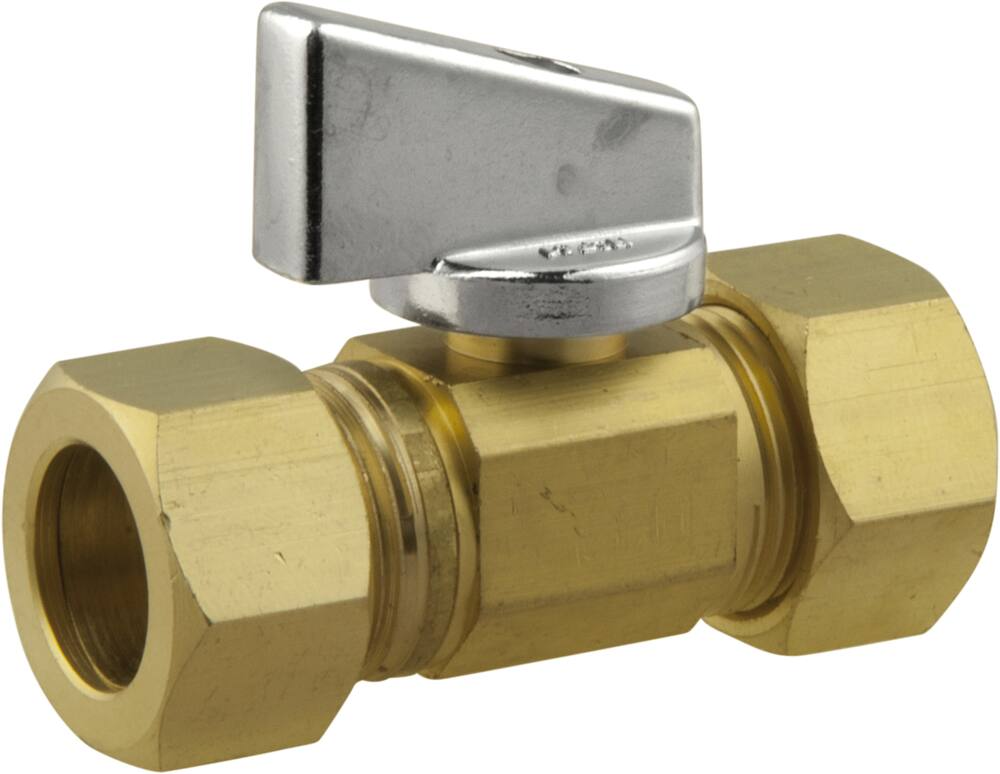 BrassCraft Rough Brass Mini Ball Straight Valve, 5/8-in OD Comp. x 5/8-in OD Comp.
