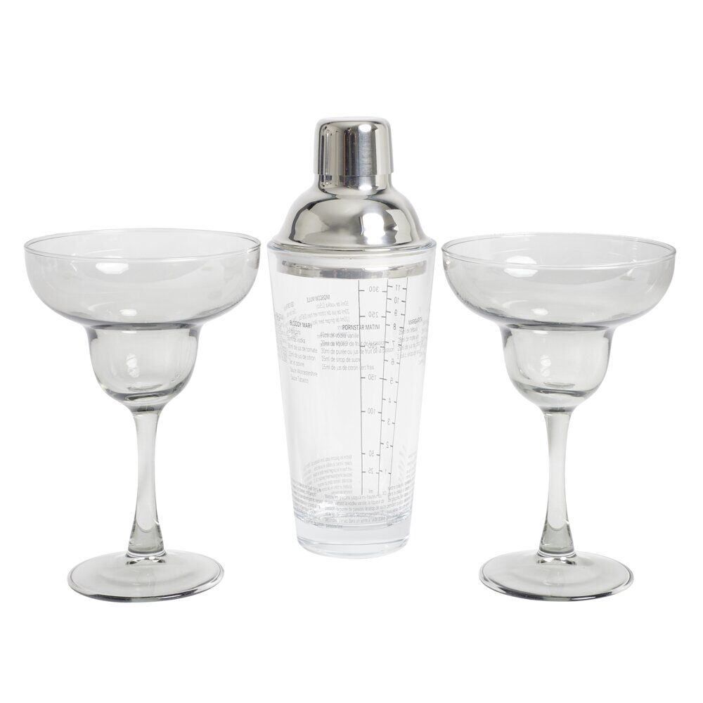 Set à cocktail 2 verres à pied 270ml margarita et 1 shaker 420ml