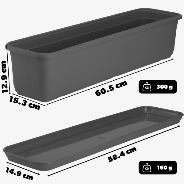 Kadax Skrzynka Balkonowa Doniczka 60cm   Podstawka