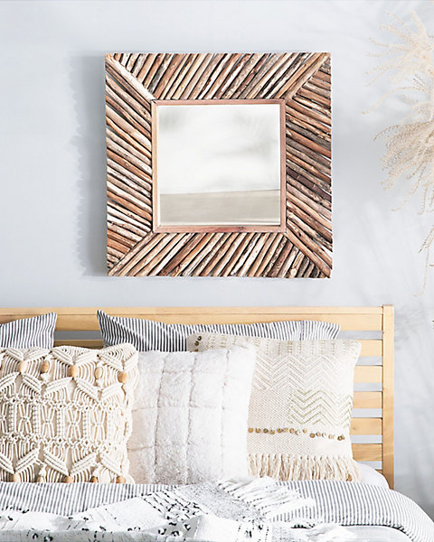 Miroir KANAB 60 cm 60 cm Teck Marron