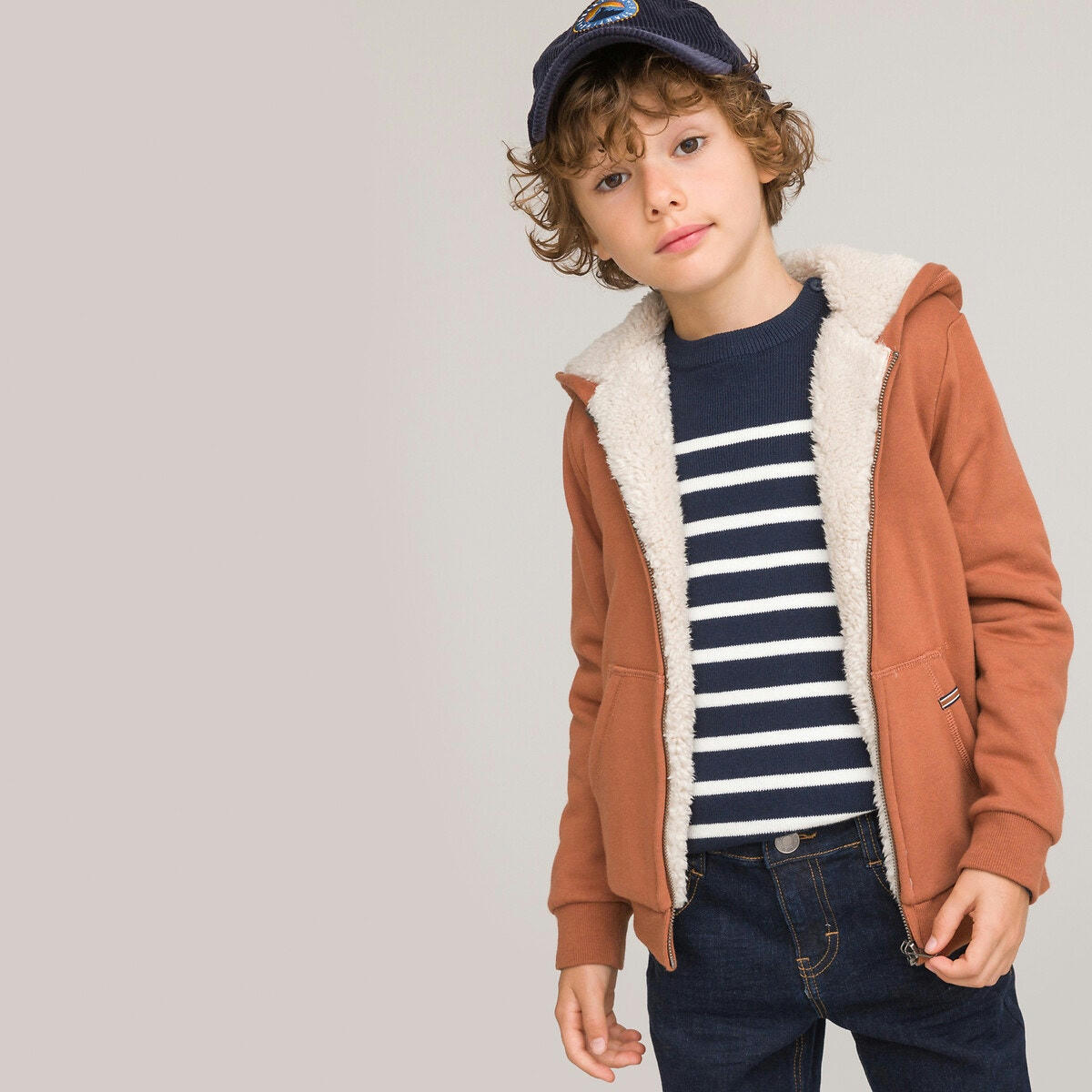 Sweat zippé, doublure chaude maille peluche