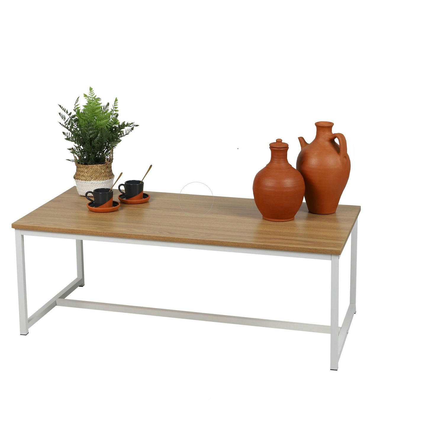 CASA BLANCA - Table basse en panneaux de particules et métal beige