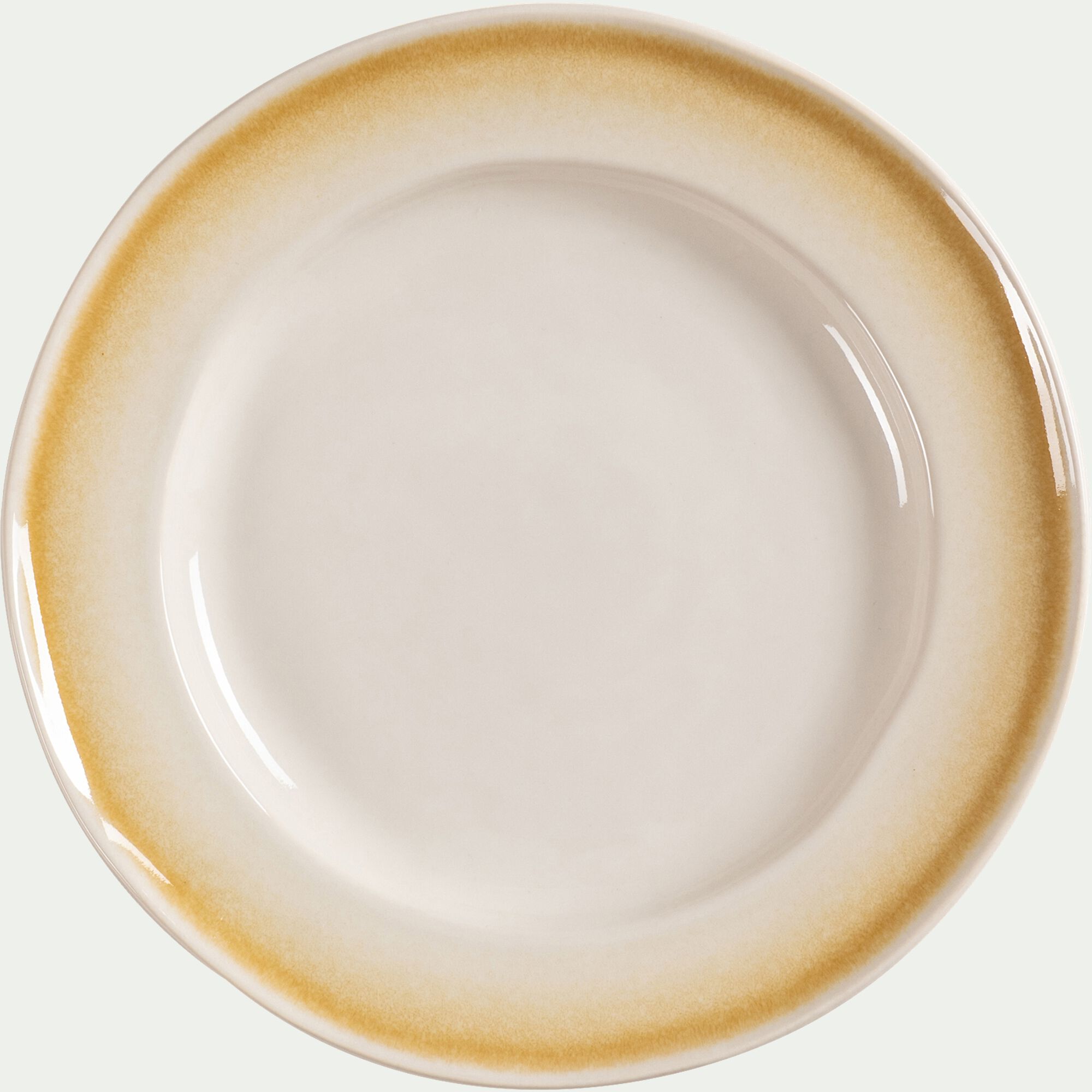 MIEL - Assiette à dessert peinte en grès D21,5cm - blanc