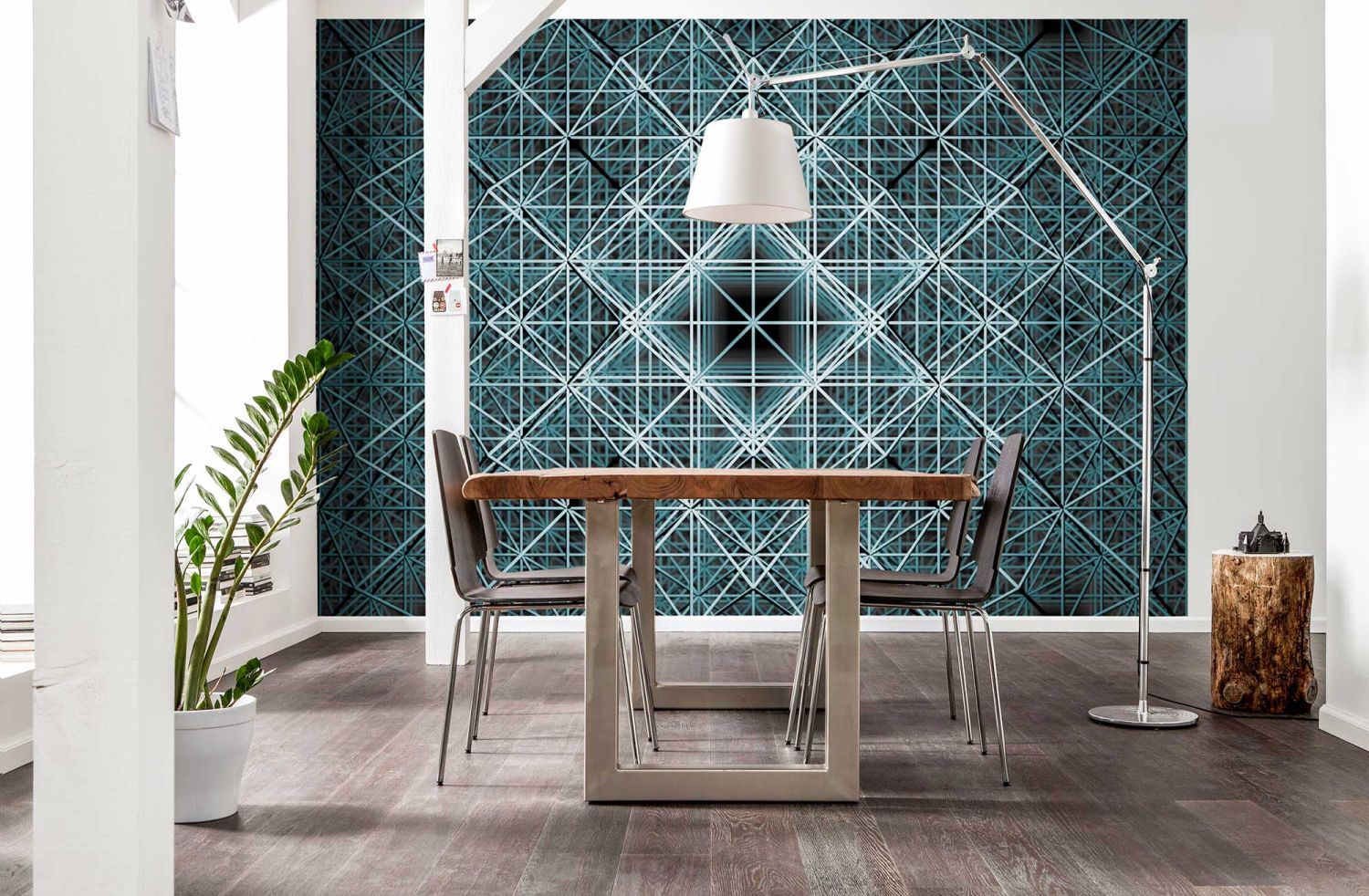 Sanders & Sanders fotobehang 3D vergrijsd blauw en zwart - 368 x 248 cm - 612325