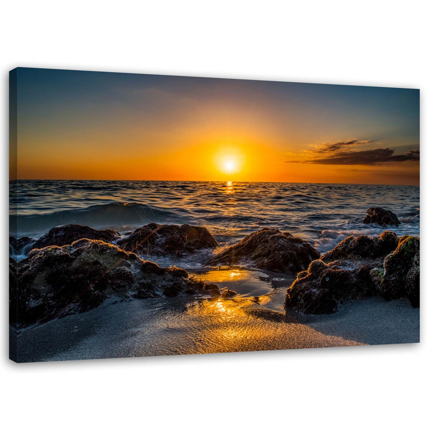 Feeby Obraz na płótnie Kamieniista plaża zachód słońca 60x40