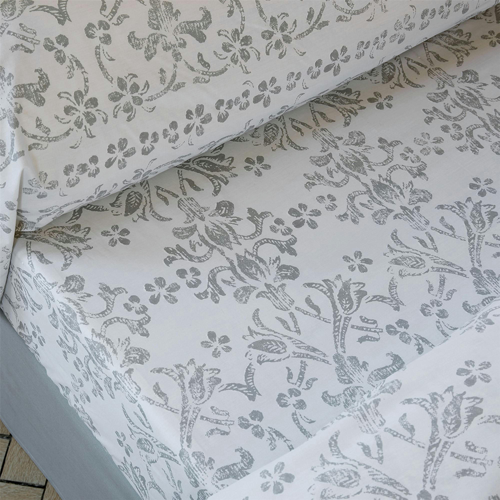 PASTOURELLE - Drap-housse 140x190x28 gris en coton