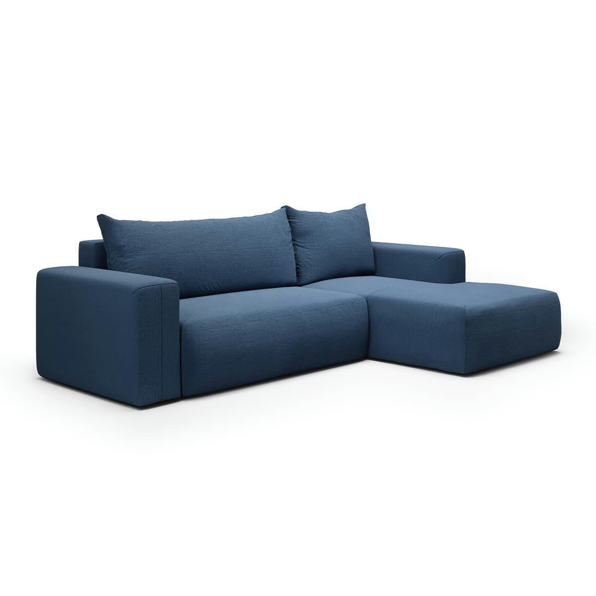 - Canapé d'angle convertible droite 3 places coffre bleu marine