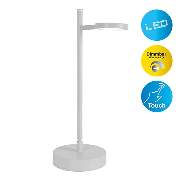Lampe de table LED rechargeable LUPA 45cm aluminium blanc et plastique blanc LED intégrées intensité variable capteur tactile