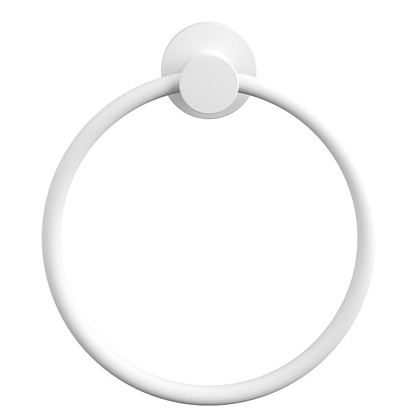 Anneau porte-serviettes mural en acier inoxydable blanc Cavally GoodHome
