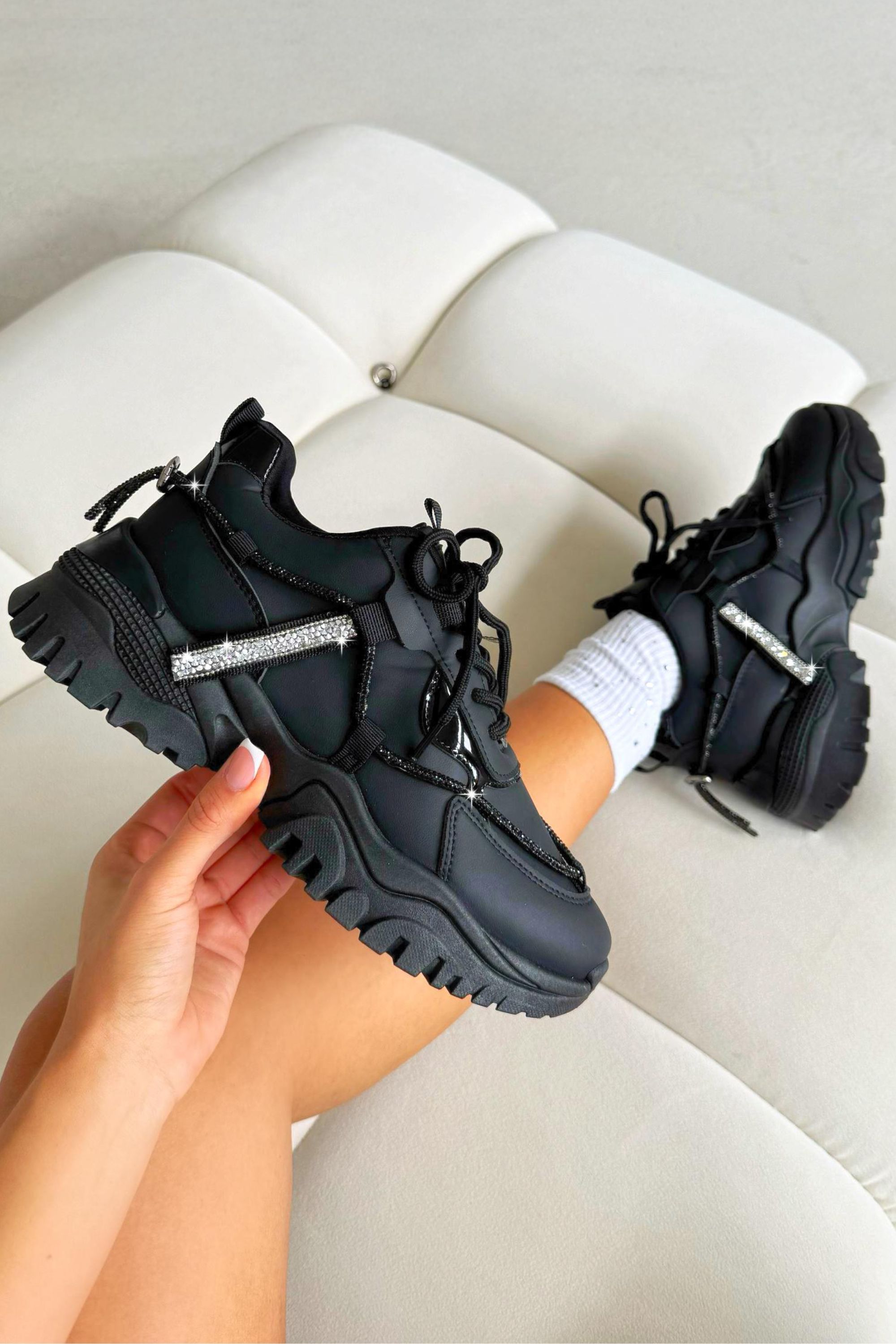 Love Lemonade Crystal Panel Track Chunky Trainers Luxe Edition