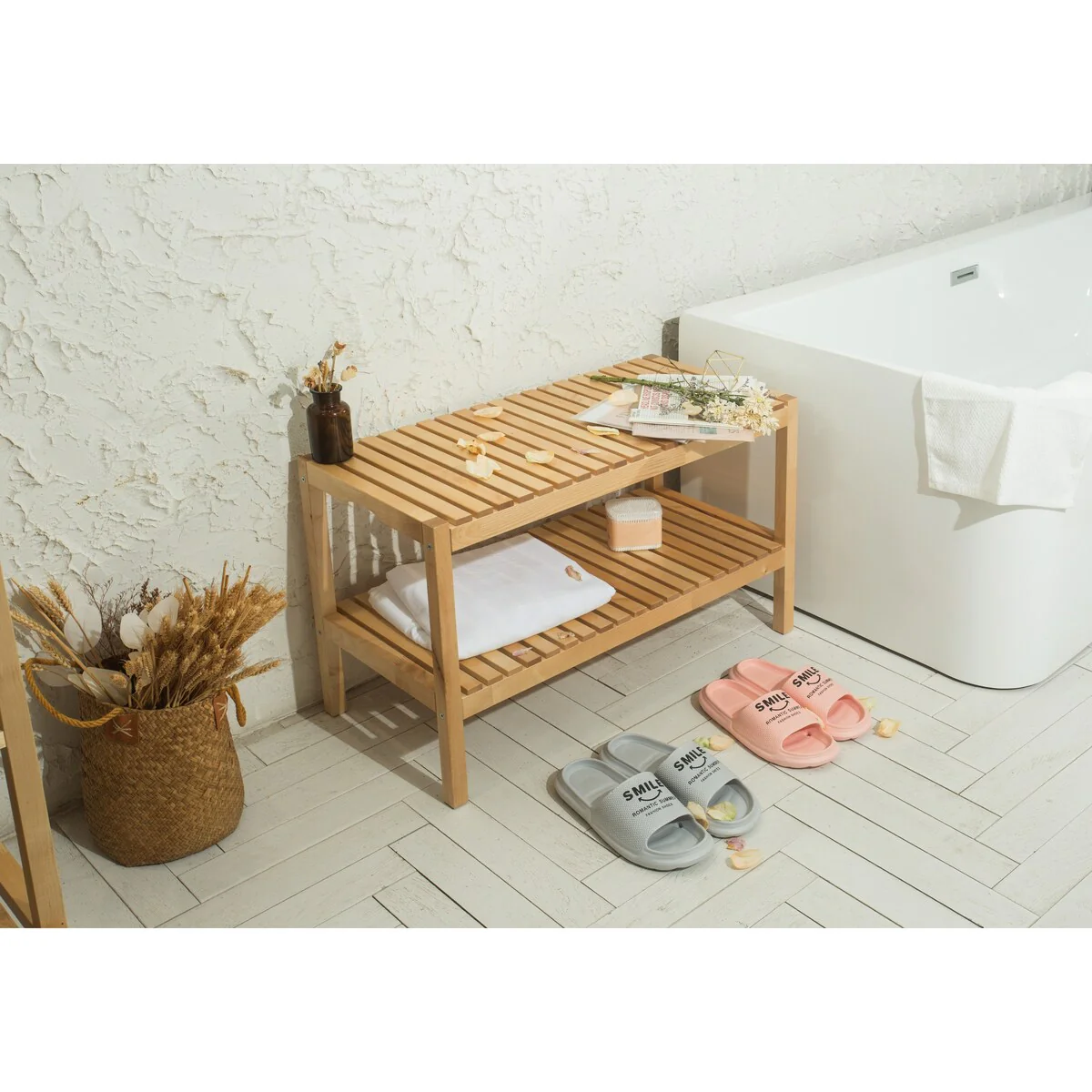 Shoe bench-Birch, 3 Tier Sturdy Shoe Bench, Storage Shoe Organizer, Holds up to 300lbs for Entryway Living Room,natural